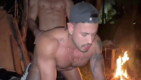 Big cock anal and deepthroated threesome with latina