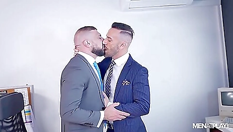 A brunette and a gay dude get a creampie in the mouth and face