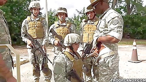 Military group sex with a black cock and black girl