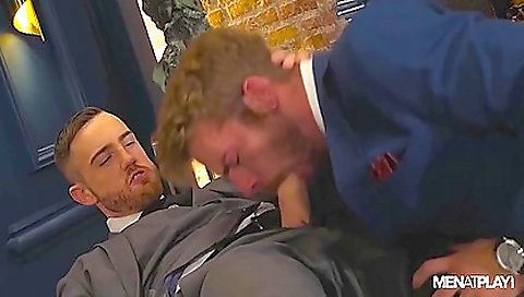 Deepthroating of a big hard cock in some red heads pussy
