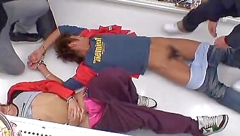 Japanese girls suck cock and they get pounded together