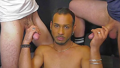 Amateur brunette with a tattooed face fucked in the group sex