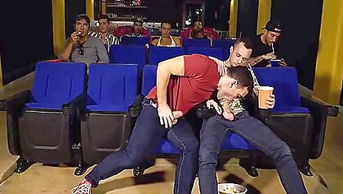 Public sex of a skinny girl with a hot body in the theatre