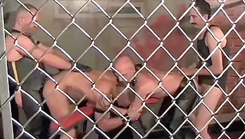 Busty brunette with a nice tattooed body is fucking in a group