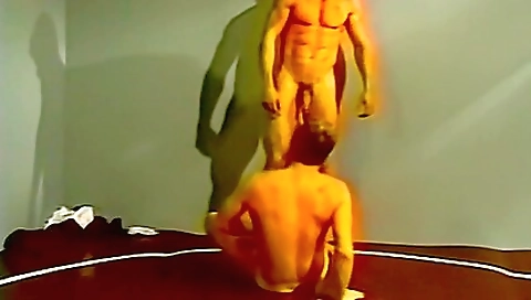 Old guy and a guy with a great ass in a vintage anal video