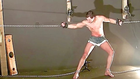 A hot blonde with a nice body has a good bondage sex