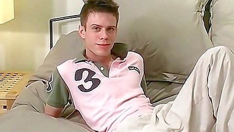 Skinny teen with a nice booty jerks off in front of a camera