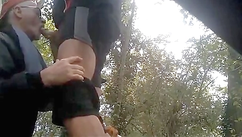 Amateur brunette riding a big hard cock in the field